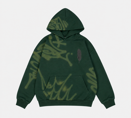 Graffiti Hoodie- Olive