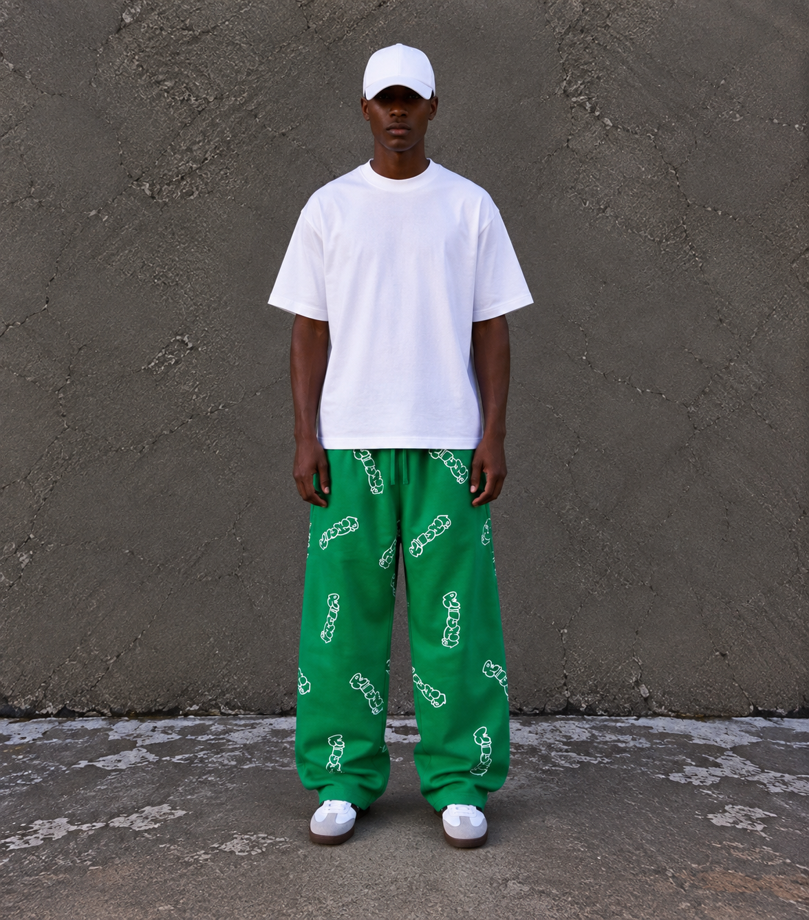 Patterned Green Richa Sweatpants
